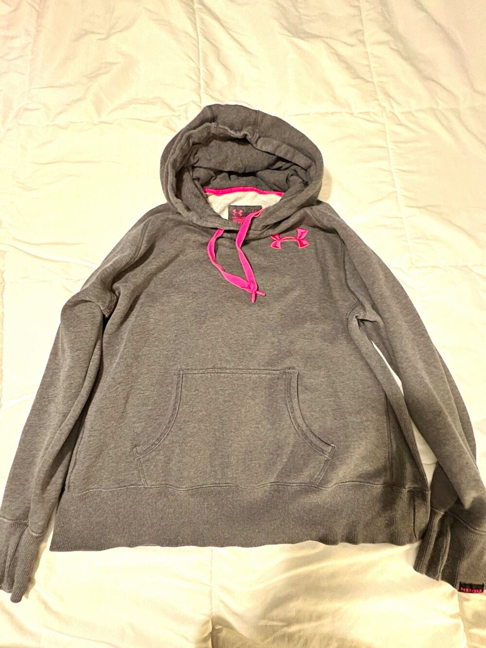 Under Armour Storm Women’s Pullover Hoodie Gray Pink Size L Hooded Pockets